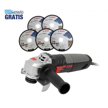 Miniesmeriladora de 4 1/2″ 850W + 5 Discos