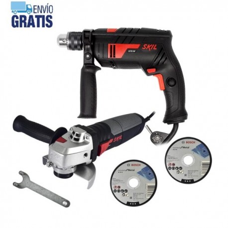 Miniesmeriladora Angular + Taladro de 1/2″ 570W