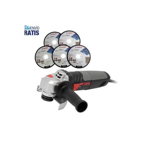 Miniesmeriladora de 4 1/2″ 850W + 5 Discos