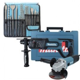 Kit Rotomartillo + Esmeriladora 4 1/2″ + Kit de Brocas y Cinceles